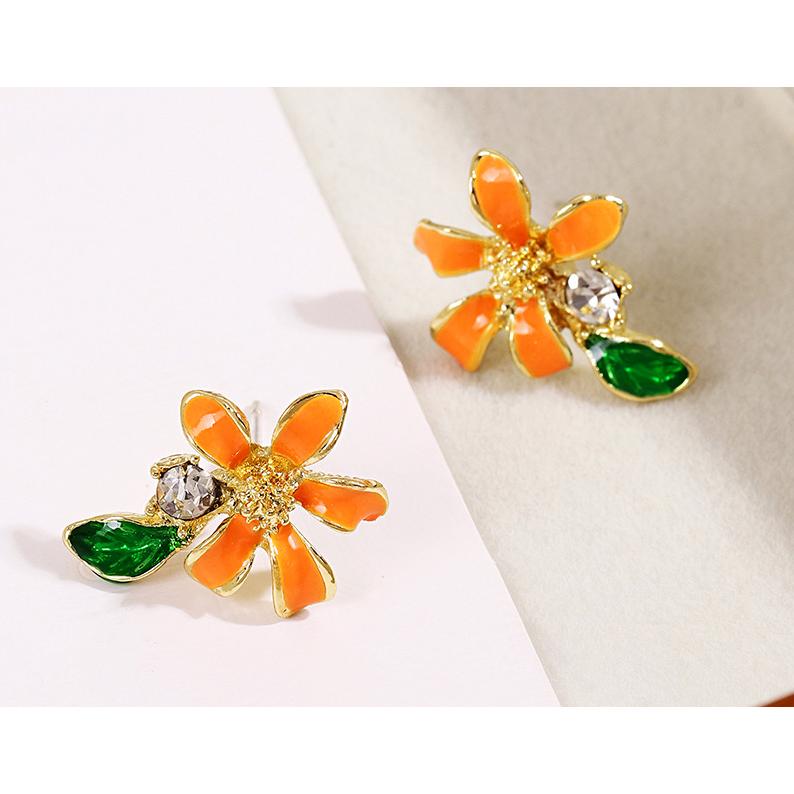 送料無料 レーディス エレガント オレンジフラワー デザイン ピアス　　e063 |  | 05
