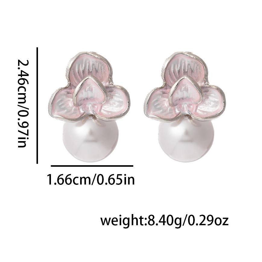 送料無料 レーディス エレガント ピンクフラワーとパール デザイン ピアス　 e077 |  | 01