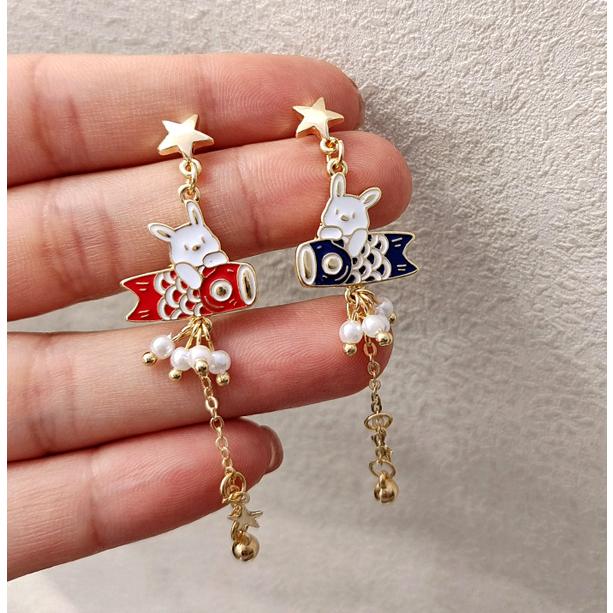 送料無料 レーディス ゆらゆら キュートな ウサギ アシンメトリーデザイン ロングピアス　e0809 |  | 01