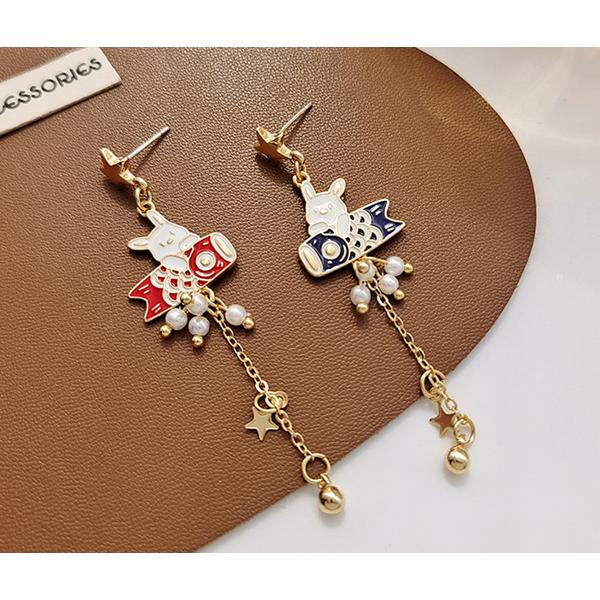 送料無料 レーディス ゆらゆら キュートな ウサギ アシンメトリーデザイン ロングピアス　e0809 |  | 02