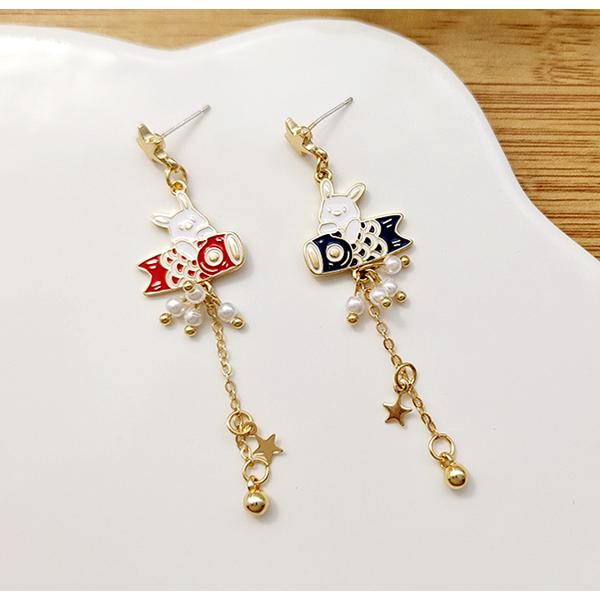 送料無料 レーディス ゆらゆら キュートな ウサギ アシンメトリーデザイン ロングピアス　e0809 |  | 03