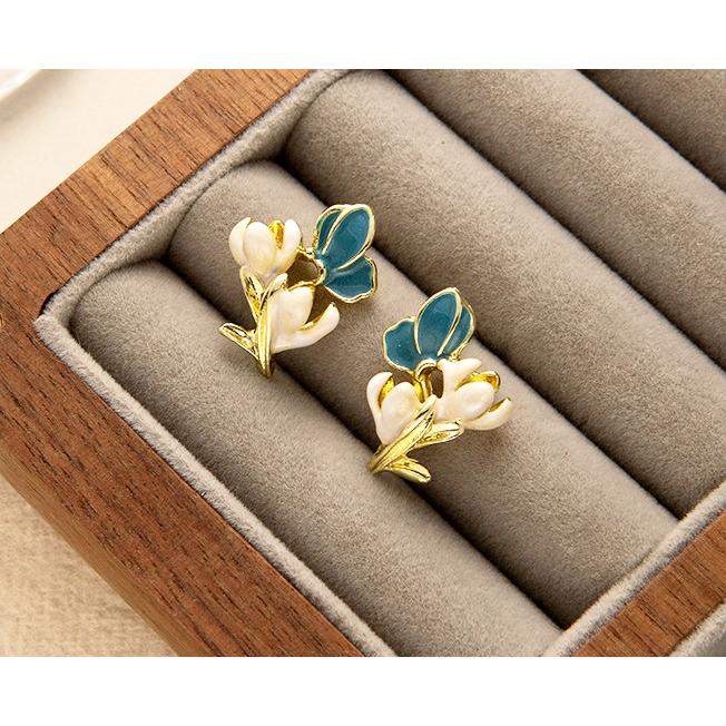 送料無料 レーディス エレガント 蝶々とフラワー デザイン ピアス   e080a |  | 02