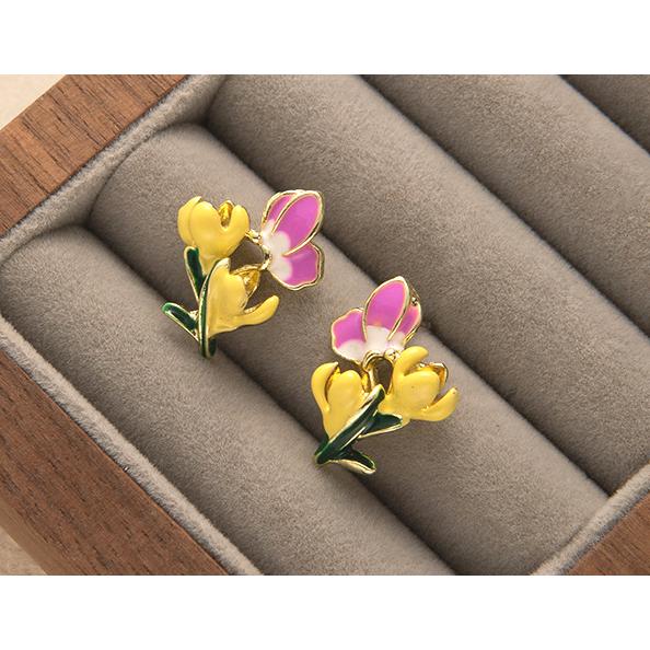 送料無料 レーディス エレガント 蝶々とフラワー デザイン ピアス   e080b | 