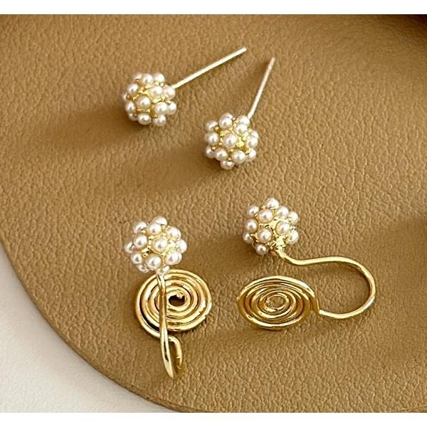 送料無料 レーディス エレガント パールフラワー ピアス    e0903a |  | 04