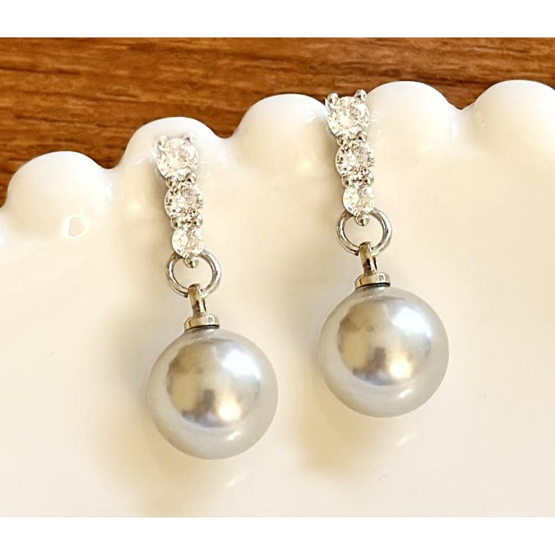 送料無料 レーディス ゆらゆら エレガント シルバーパール イヤリング　e0910b |  | 01