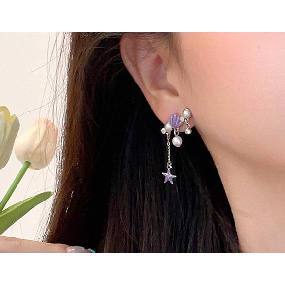 送料無料 レーディス ゆらゆら アシンメトリー 星と貝 デザイン ピアス 　e0963 |  | 03