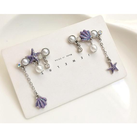 送料無料 レーディス ゆらゆら アシンメトリー 星と貝 デザイン ピアス 　e0963 |  | 05