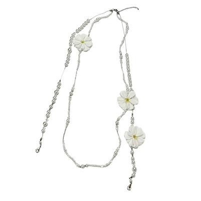 送料無料 ストラップ デイジー 3WAY フラワー パール ロングネックレス 　x554 |  | 01