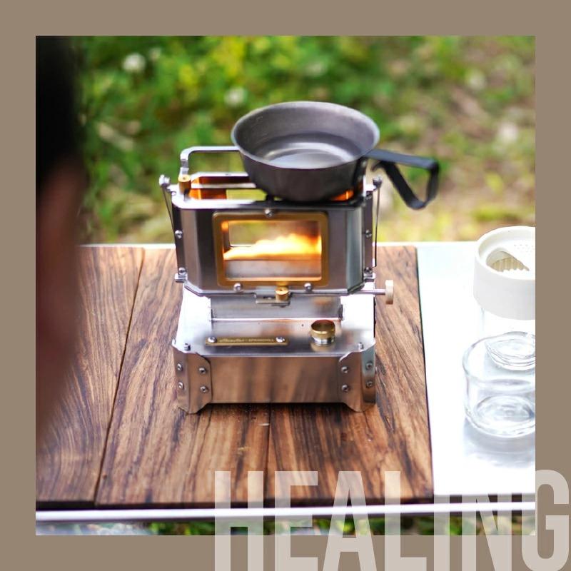 アイロンストーブ FIREWAVE【シルバー】チタン製カスタム柄プレート付