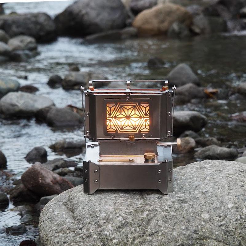 アイロンストーブ FIREWAVE【シルバー】チタン製カスタム柄プレート付