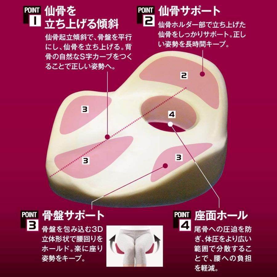 腰痛 仙骨クッション 仙律 クッション 姿勢 矯正 骨盤 背骨 快適 姿勢矯正 人間工学 リラックス ネコ背 猫背 腰回り｜emonostore｜03