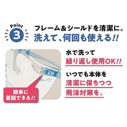 デザイン フェイスシールド (シールド３枚) 飛沫防止 感染防止 メガネの上からOK！ マスク 清潔 水洗いOK 軽量 日本製 |  | 09