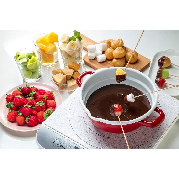 天ぷら鍋 フォンデュ鍋 ホーロー IH対応 20cm レッド HT-20RW チーズ