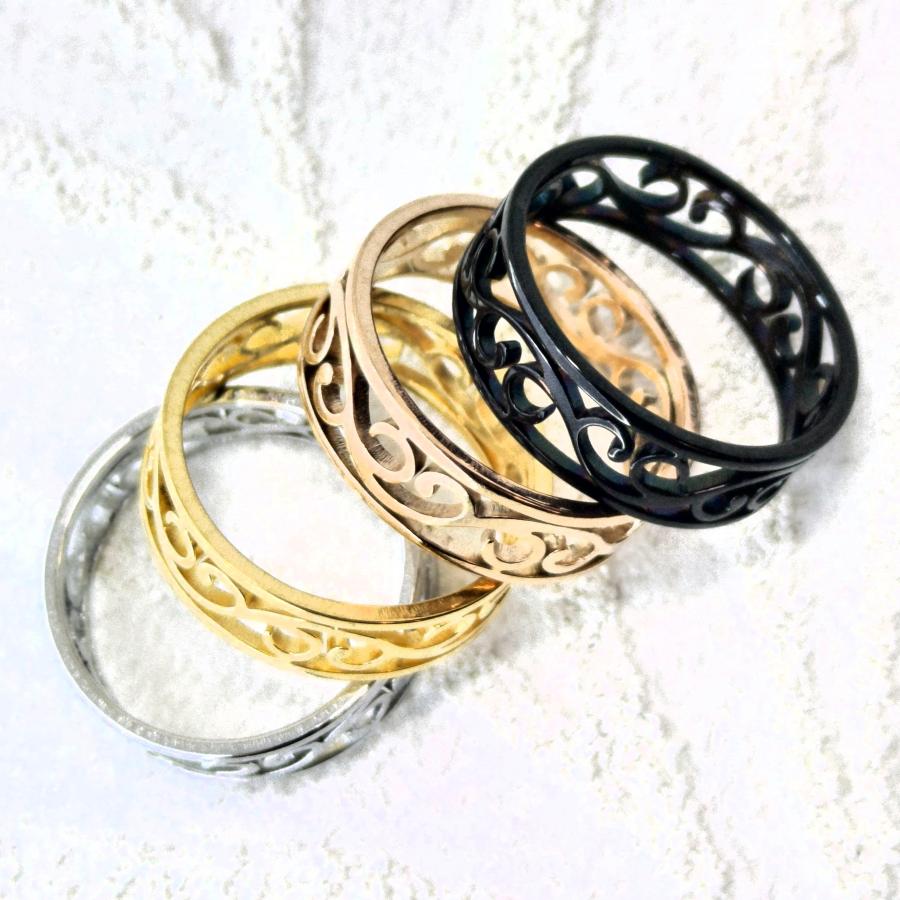 ペアリング(指輪2個) 4カラーから選択 透かしアラベスクデザイン サージカルステンレス 金属アレルギーの方にも |  | 02