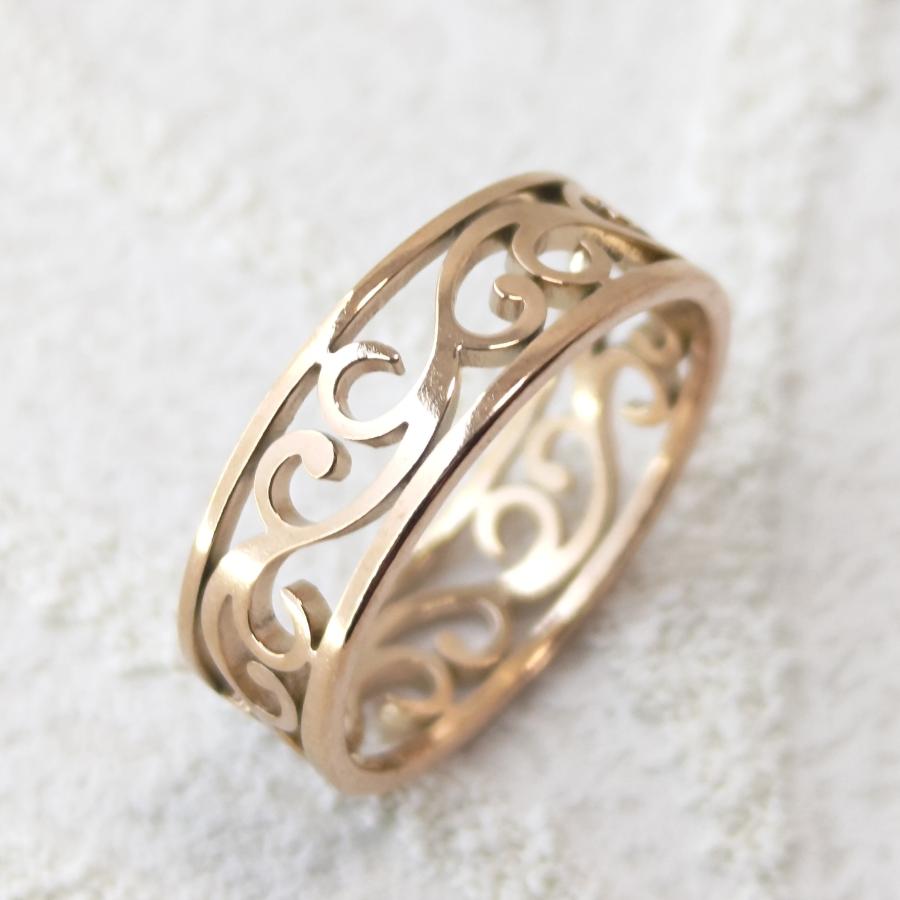 ペアリング(指輪2個) 4カラーから選択 透かしアラベスクデザイン サージカルステンレス 金属アレルギーの方にも |  | 05