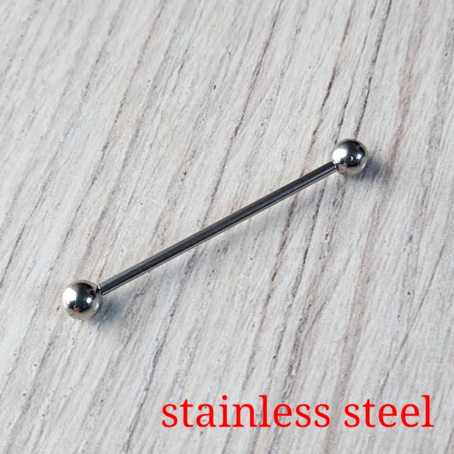 インダストリアル ロングバーベル/14ゲージ カラー4種類 長さの選択自由 ボディピアス サージカルステンレス シンプル 激安価格 |  | 01