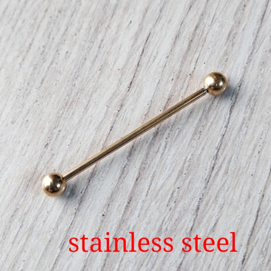 インダストリアル ロングバーベル/14ゲージ カラー4種類 長さの選択自由 ボディピアス サージカルステンレス シンプル 激安価格 |  | 02