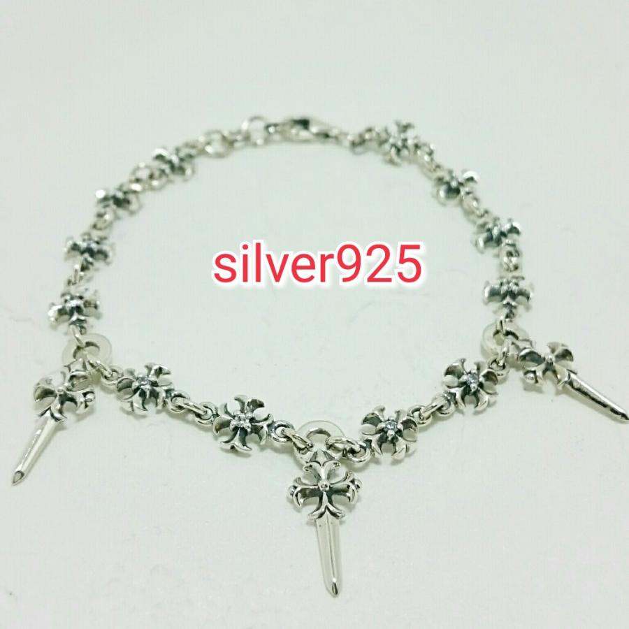 ブレスレット クロス＆ソード キュービックジルコニア12石 ゴシック系 約16センチ 激渋 激安 シルバー925 silver925 在庫のみ | 