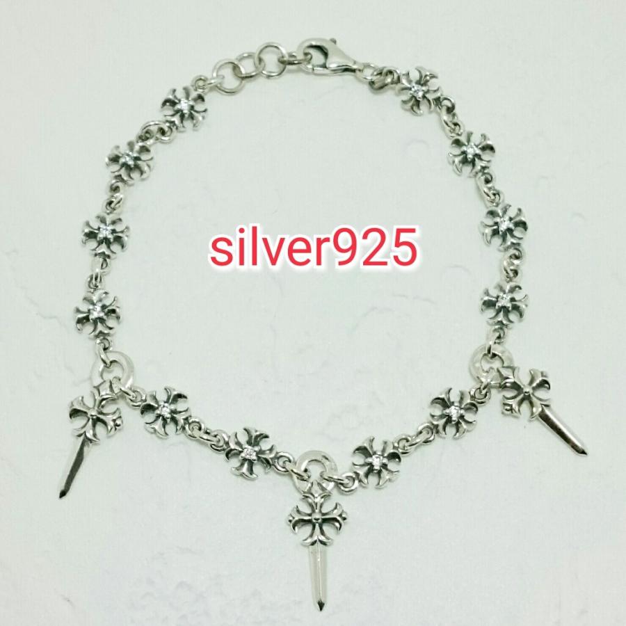 ブレスレット クロス＆ソード キュービックジルコニア12石 ゴシック系 約16センチ 激渋 激安 シルバー925 silver925 在庫のみ |  | 03