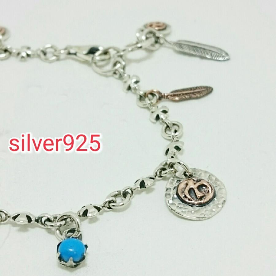 ブレスレット ネイティブ系 ターコイズ＆フェザー＆サン 約16or17センチ 激渋 激安 シルバー925 silver925 在庫のみ |  | 02