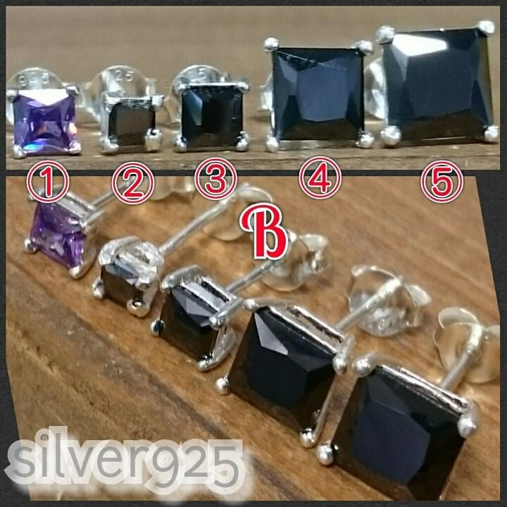 大人気!!ジルコニアピアス ブラック 角型 6ミリ シルバー925 片耳〜 B-4 |  | 02
