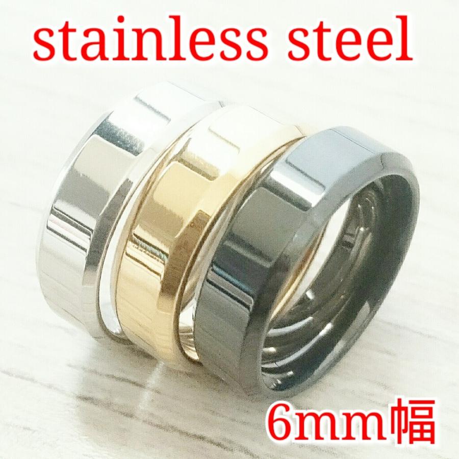 刻印可能 激安リング 平打ち6ミリ 鏡面ブラック サージカルステンレス ペアリングにも |  | 01