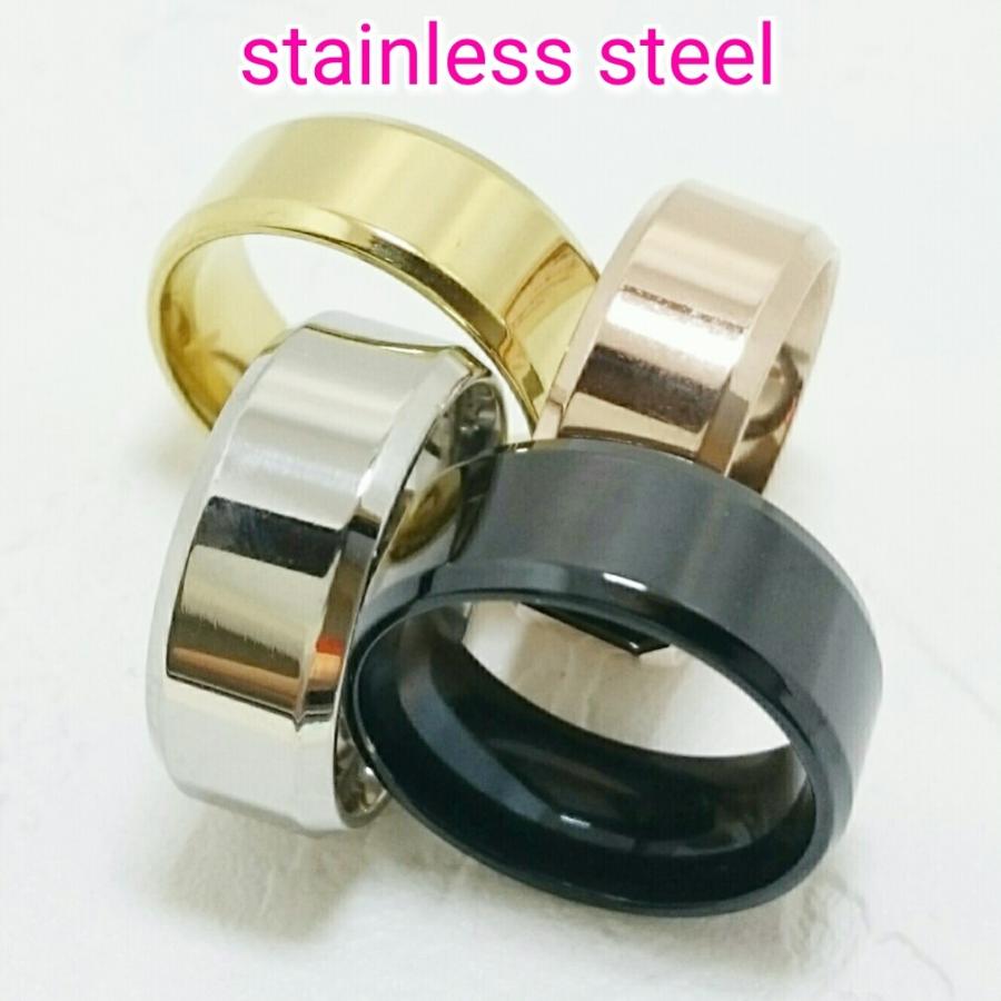 刻印可能 激安リング 平打ち8ミリ 鏡面タイプ シルバー/ゴールド/ローズゴールド/ブラック サージカルステンレス ペアリングにも | 