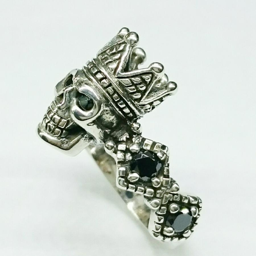 キングスカルリング ブラックキュービックジルコニア king sv925 シルバー925 ハード系 シルバーリング |  | 01