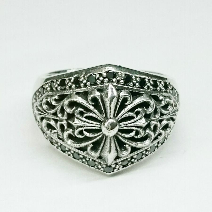 フローラルクロスリング ブラックキュービックジルコニア 十字架 sv925 シルバー925 ゴシック系 シルバーリング |  | 01