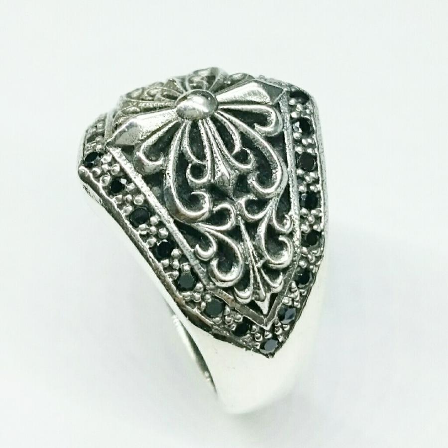 フローラルクロスリング ブラックキュービックジルコニア 十字架 sv925 シルバー925 ゴシック系 シルバーリング |  | 03