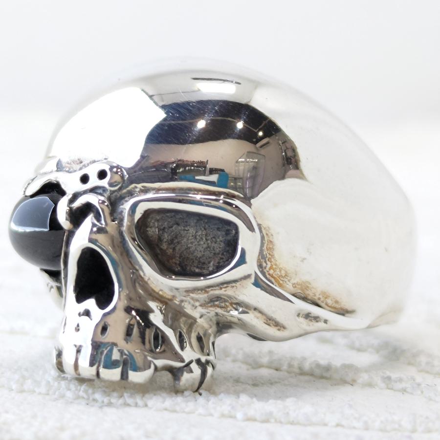 石の中に光の十字架 ブラックスター＆スカル/骸骨 sv925 シルバー925 ハード系 シルバーリング |  | 02