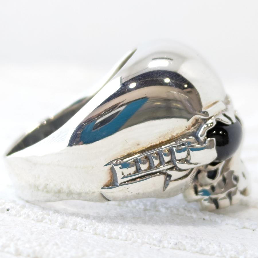 石の中に光の十字架 ブラックスター＆スカル/骸骨 sv925 シルバー925 ハード系 シルバーリング |  | 04