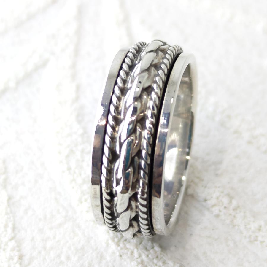 ハード系リング 回転するスピナーリング ロープ状デザイン sv925