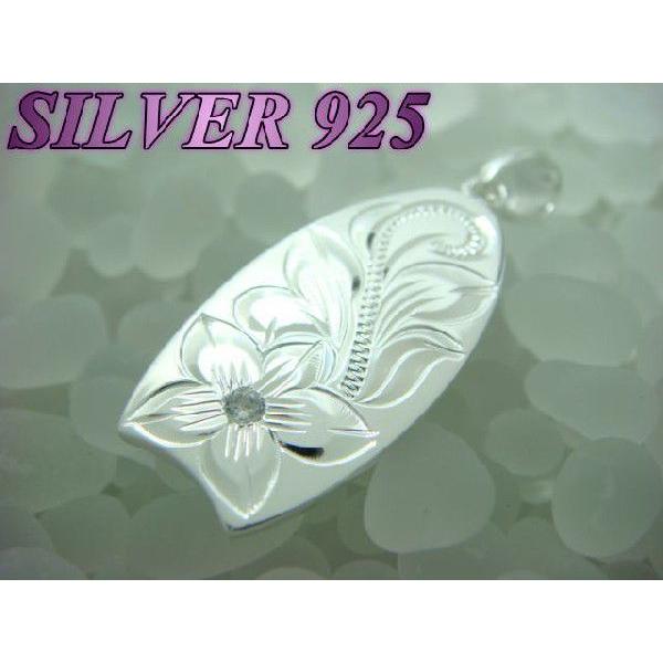 激安ハワイアン ボディボード型ペンダントトップ プルメリア＆ジルコニア シルバー925 | 
