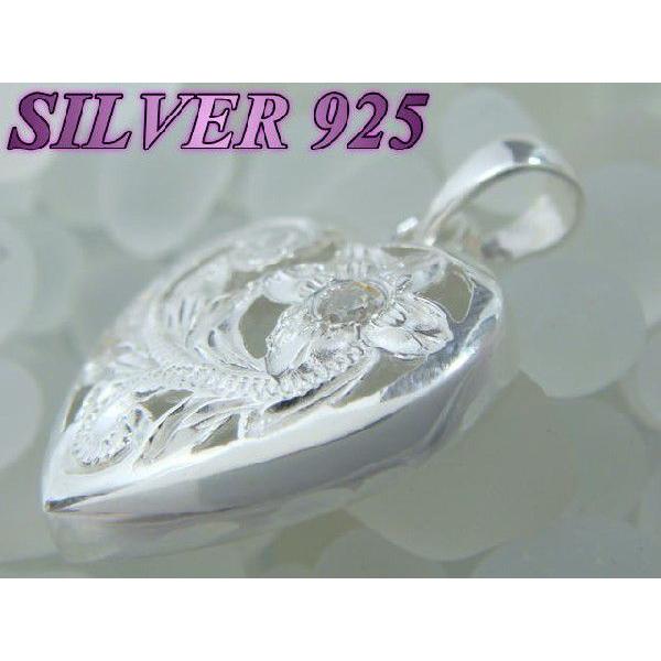 激安ハワイアン 透かしハート型ペンダントトップ クリアジルコニア シルバー925 |  | 01