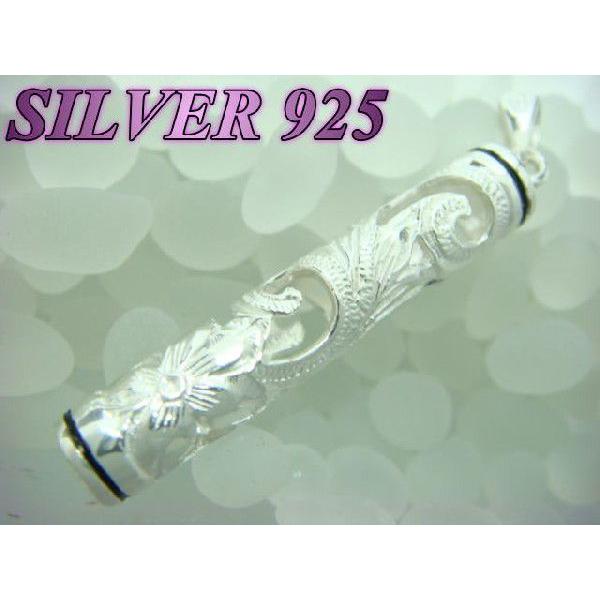 激安ハワイアン 透かしシリンダー型ペンダントトップ プルメリア シルバー925 |  | 01