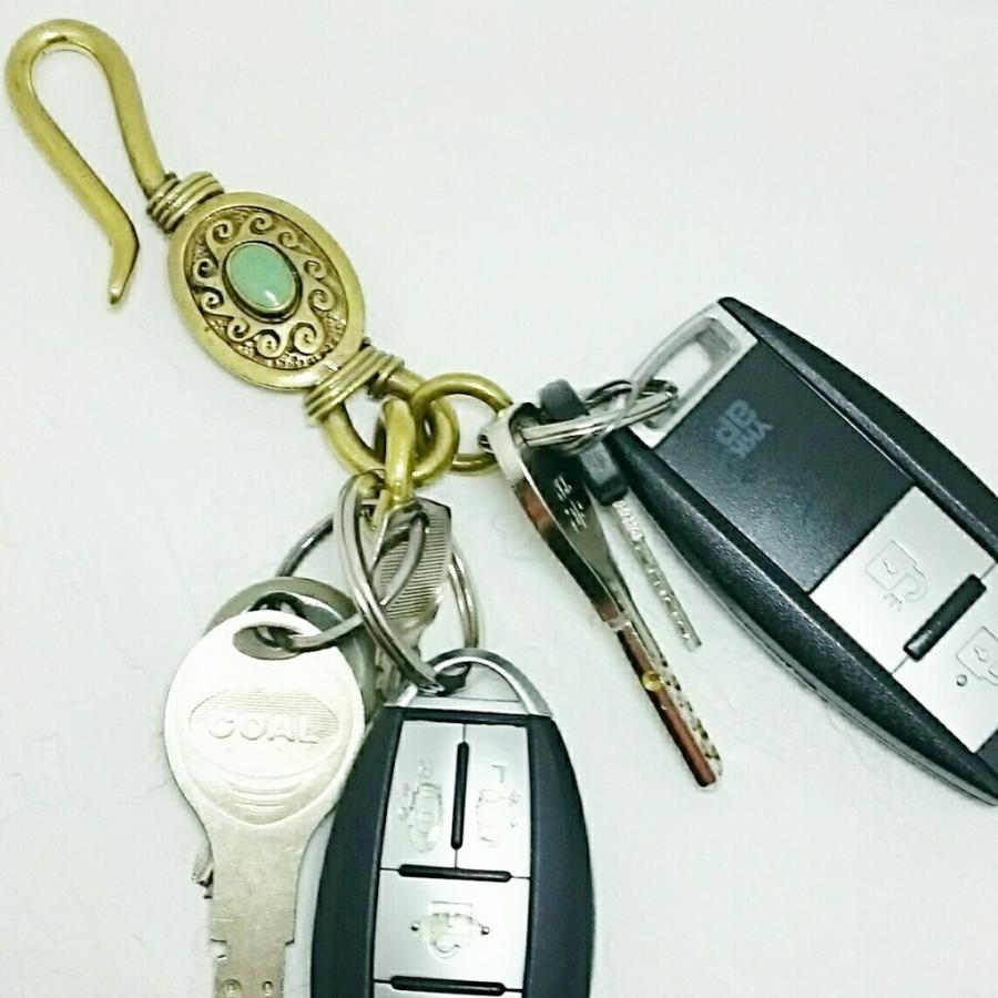 キーホルダー ネイティブ系 ターコイズタイプ プレゼントにもオススメ ゴールドカラー キーフック |  | 02