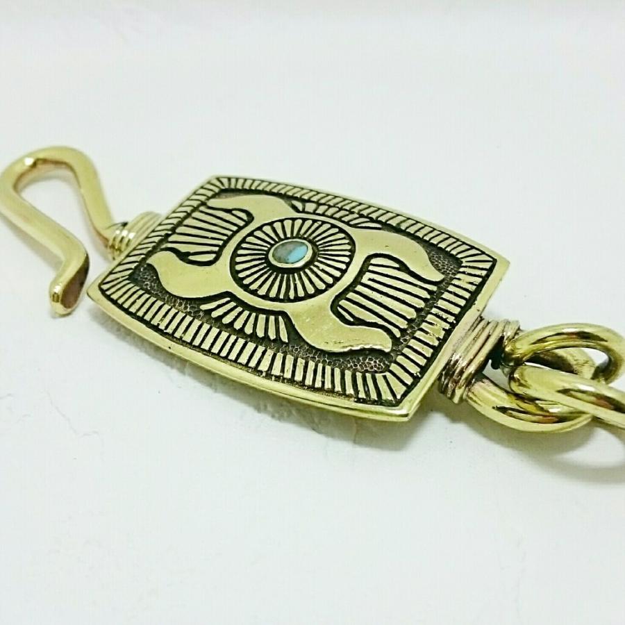 キーホルダー ネイティブ系 ターコイズタイプ プレゼントにもオススメ ゴールドカラー キーフック |  | 01