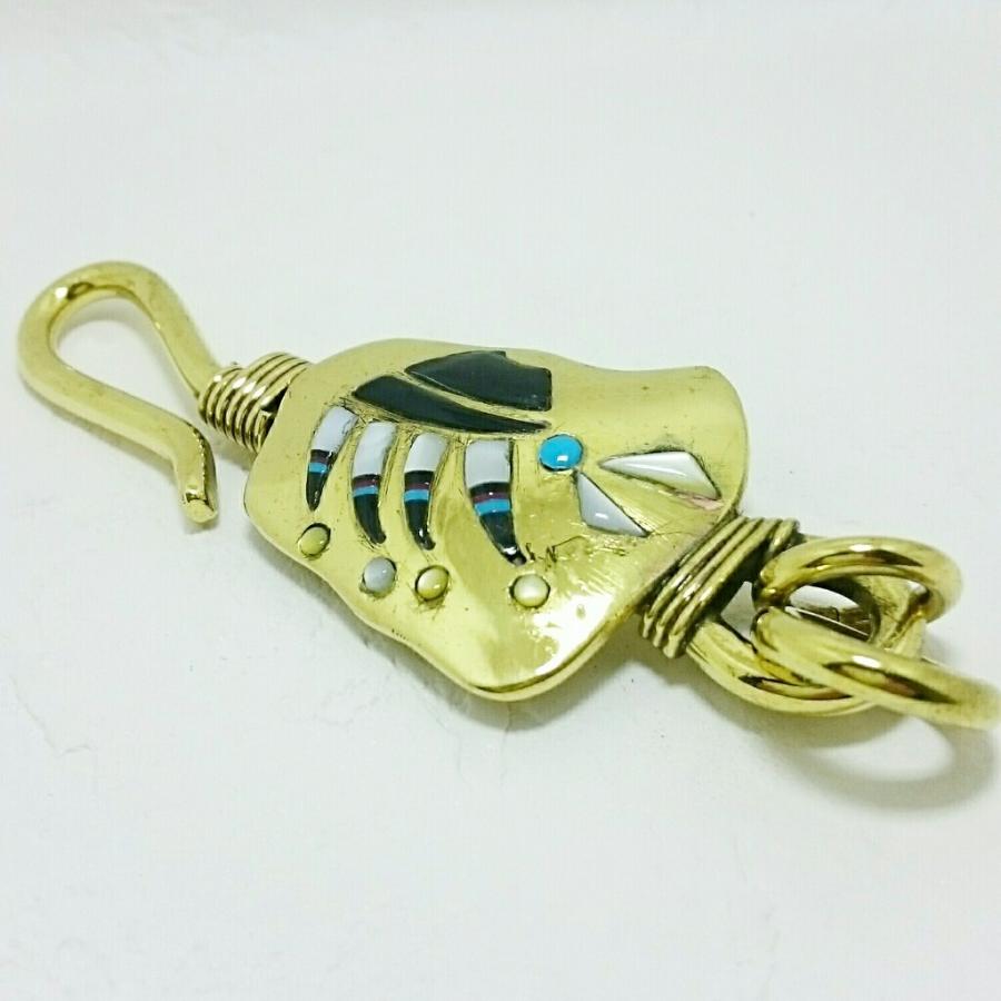 キーホルダー ネイティブ系 ターコイズタイプ プレゼントにもオススメ ゴールドカラー キーフック |  | 01