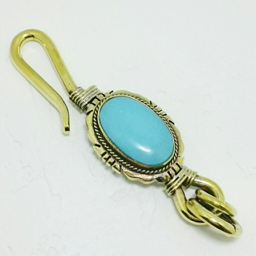 キーホルダー ネイティブ系 ターコイズタイプ プレゼントにもオススメ ゴールドカラー キーフック | 