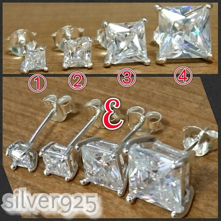 大人気!!ジルコニアピアス クリア 角型 3ミリ シルバー925 片耳〜 E-1 |  | 02