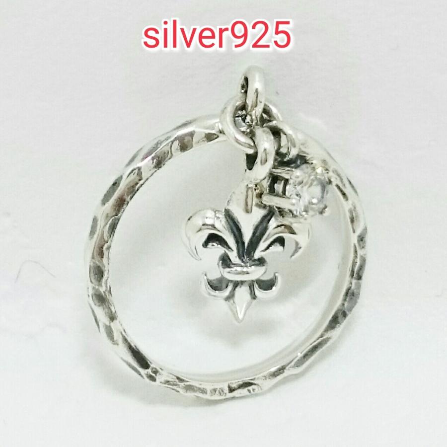 スイングフローラルリング キュービックジルコニア ユリ紋章 sv925