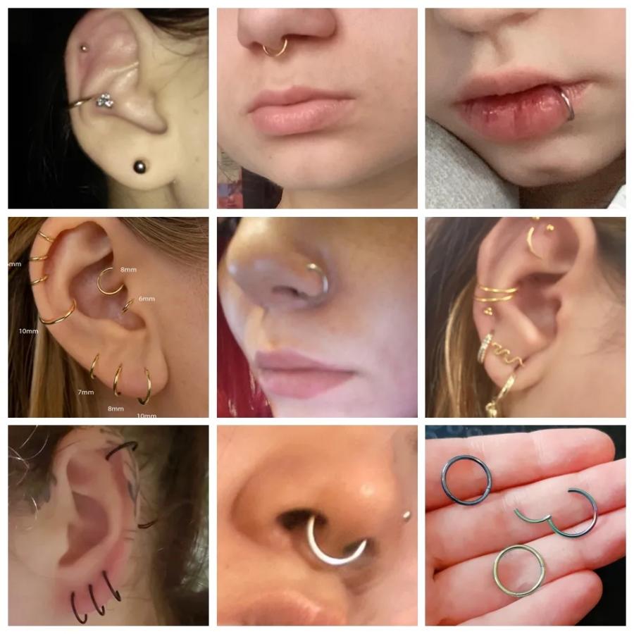 調整済み セグメントリングボディピアス 14ゲージ/16ゲージ/18ゲージ 内径6mmから12ｍｍ シルバー/ゴールド/ピンクゴールド/ブラック サージカルステンレス |  | 07