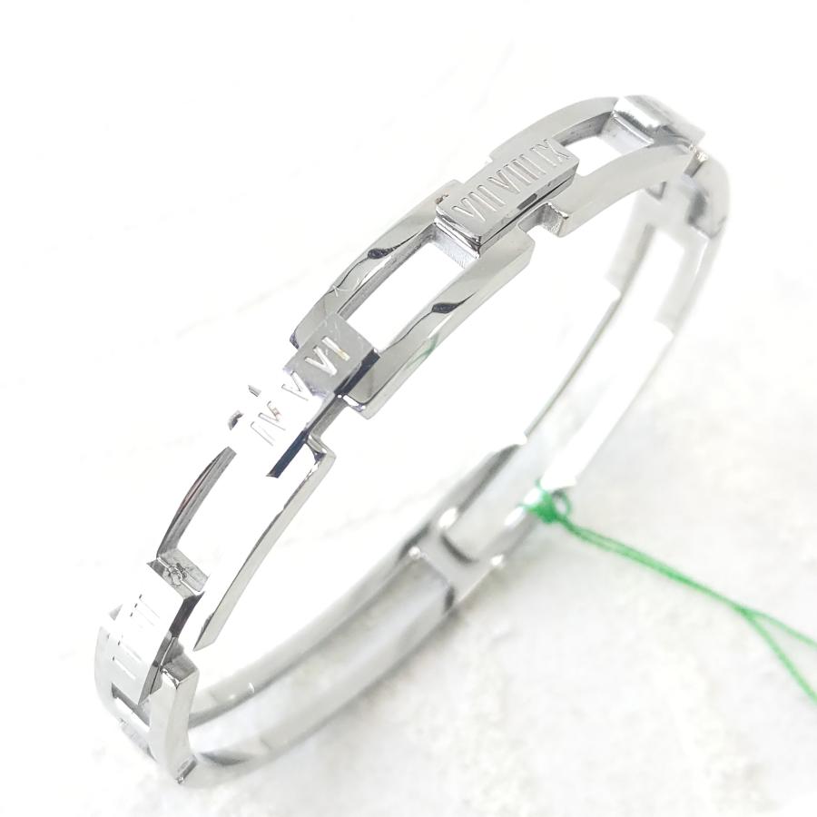 ステンレスバングル ローマ数字 8mm幅 鏡面仕上げ 激安 サージカルステンレス プレゼントにも |  | 01