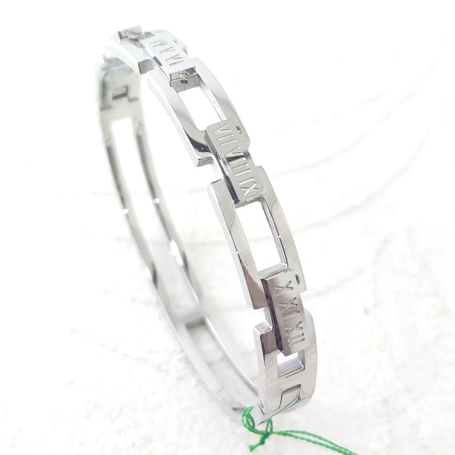 ステンレスバングル ローマ数字 8mm幅 鏡面仕上げ 激安 サージカルステンレス プレゼントにも |  | 02