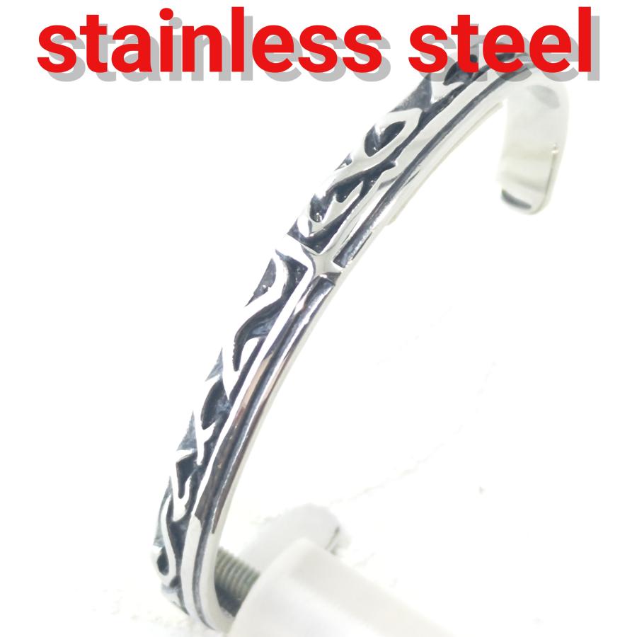 ステンレスバングル 7.5mm幅 アラベスクデザイン 激安 サージカルステンレス シンプル系 プレゼントにも | 