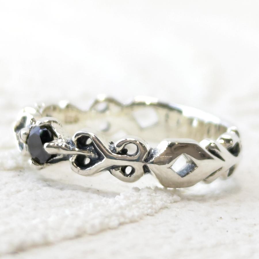 ピンキーリングにも キュービックジルコニア ブラック sv925 シルバー925 シルバーリング |  | 01