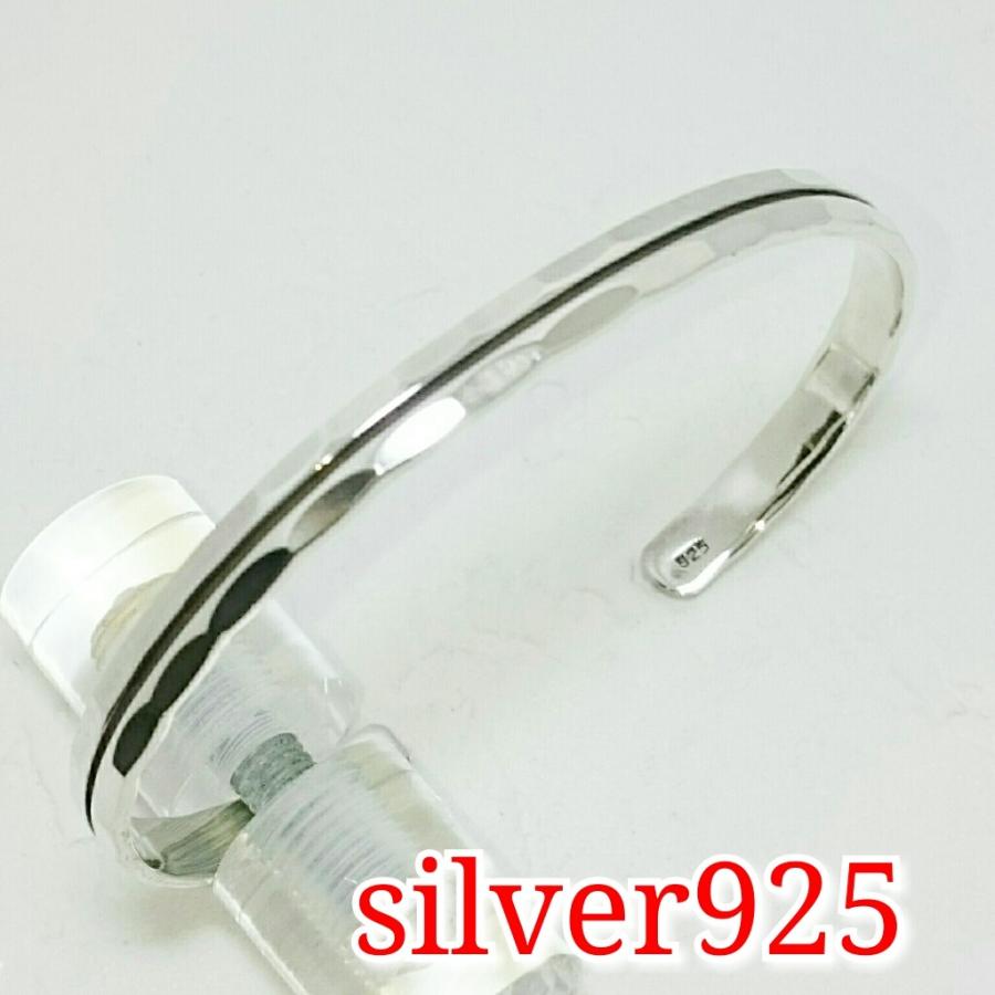 送料無料 シルバーバングル 鎚目 ブラックライン 激安 シルバー925 |  | 01