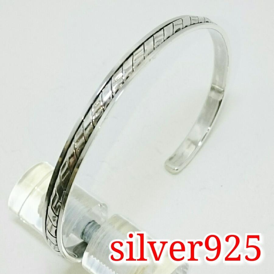 送料無料 シルバーバングル シンプル ロープ調デザイン 激安 シルバー925 |  | 01