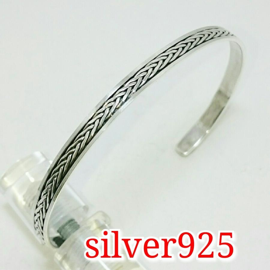 送料無料 シルバーバングル シンプル ロープ調デザイン 激安 シルバー925 | 